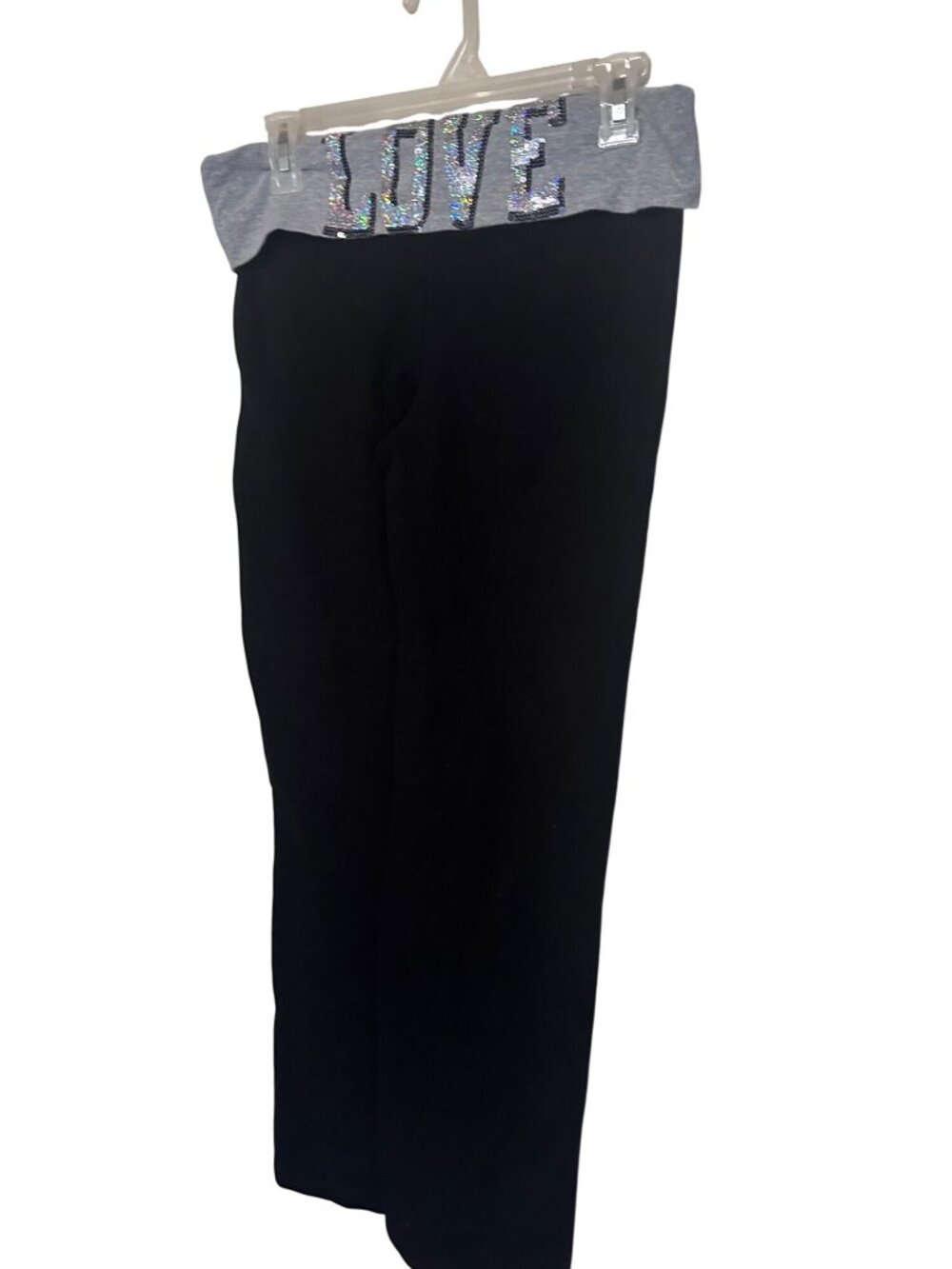Hybrid Sport black and gray with Love in sequins on the waist band pants size M